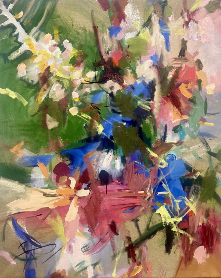 Breathe In, 2026, 120 x 100 cm (47 x 39 in), Oil on raw canvas – Petra Amtsberg Hoffmann
