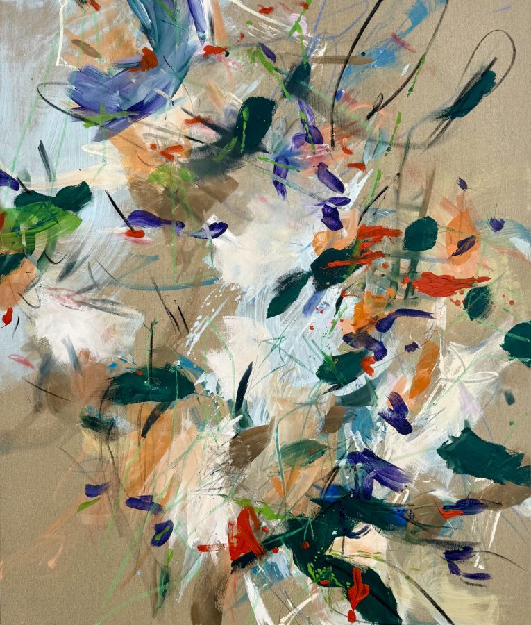 Breeze, 2026, 130 x 110 cm, Acryl auf roher Leinwand – Petra Amtsberg Hoffmann