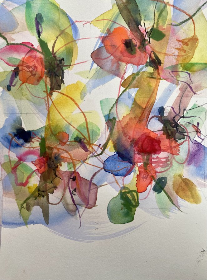 Fleeting Bloom, 2024, 30 x 20 cm (12 x 8 in), Watercolour – Petra Amtsberg Hoffmann