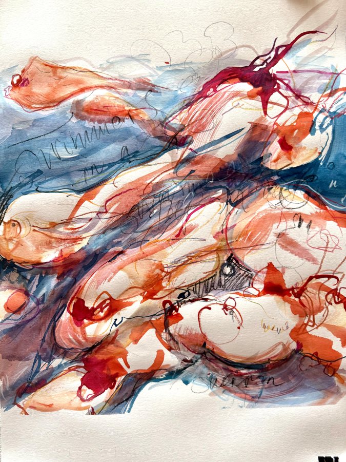 Floaters, 2026, 50 x 40 cm (20 x 16 in), Ink on paper – Petra Amtsberg Hoffmann