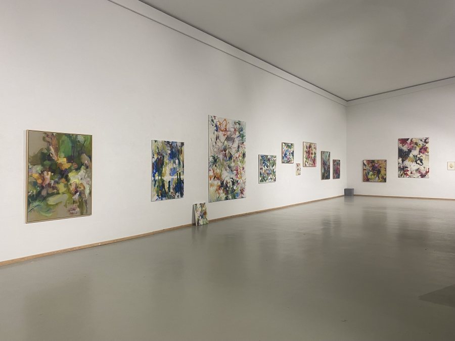 Large-format paintings in the exhibition rooms