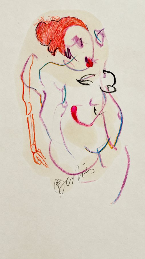 Besties 2, 2026, 30 x 20 cm, Öl und Bleistift auf Papier – Petra Amtsberg Hoffmann