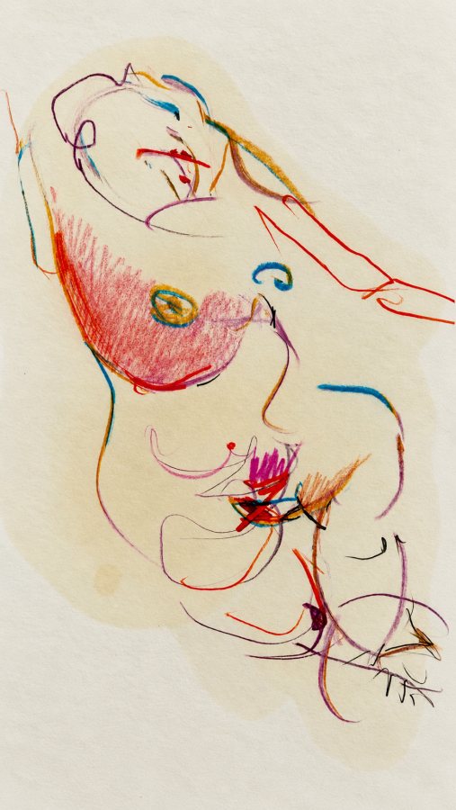Besties 3, 2026, 30 x 20 cm, Öl und Bleistift auf Papier – Petra Amtsberg Hoffmann
