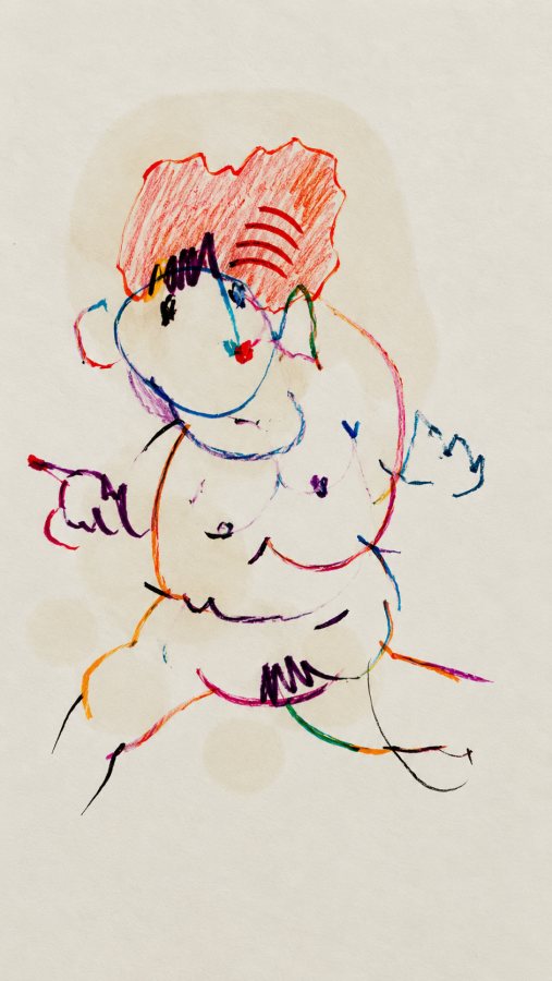 Besties 4, 2026, 30 x 20 cm, Öl und Bleistift auf Papier – Petra Amtsberg Hoffmann