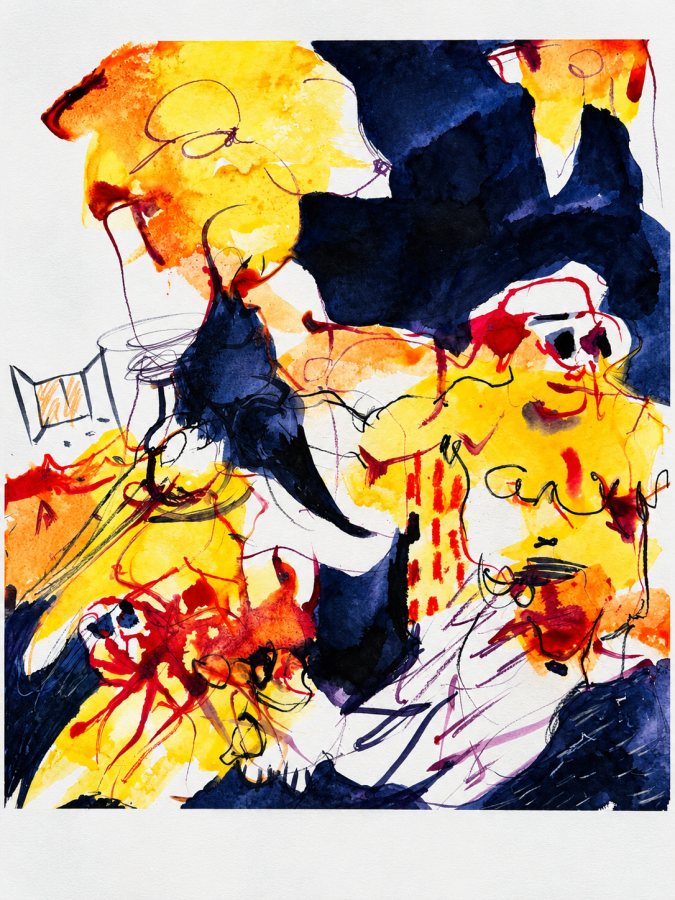 El Capo, 2026, 50 x 40 cm, Tusche und Bleistift auf Papier – Petra Amtsberg Hoffmann