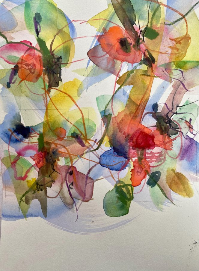 Fleeting Blooms, 2024, 30 x 20 cm, Aquarell – Petra Amtsberg Hoffmann