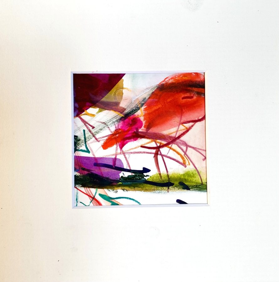 Red Crawler, 2023, 20 x 20 cm, Aquarell – Petra Amtsberg Hoffmann