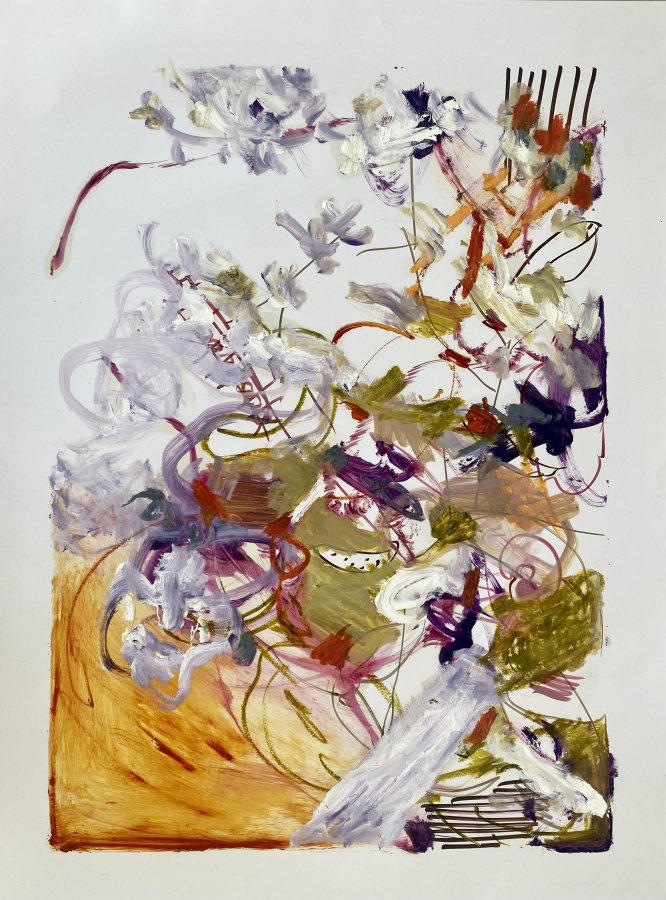 Veranda Sundowner, 2022, 80 x 60 cm, Öl auf Papier – Petra Amtsberg Hoffmann