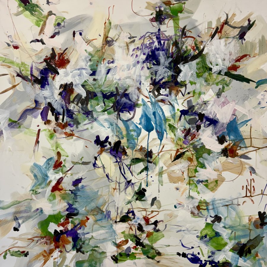 Puddle Jumper, 2026, 120 x 120 cm, Öl auf Leinwand – Petra Amtsberg Hoffmann