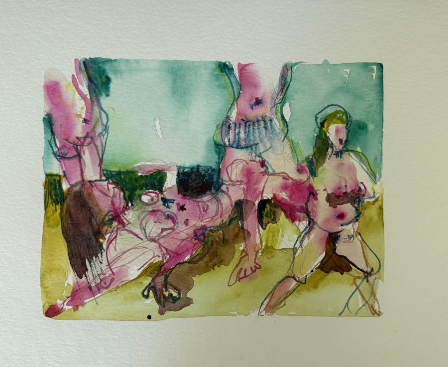 Reisevergnügen Beach, 2023, 30 x 40 cm (12 x 16 in), Watercolour – Petra Amtsberg Hoffmann