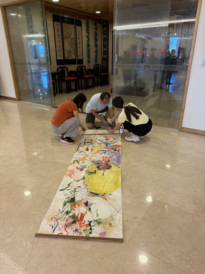 Working on a large work on paper